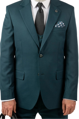 Costum Clasic din Lână în Trei Piese - Turquoise 6AMA163