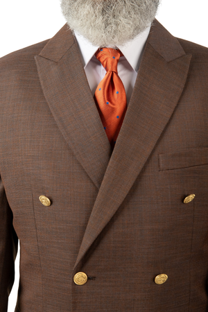 Costum Bărbați Maro Elegant la Două Rânduri de Nasturi