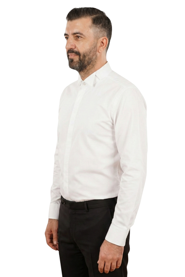 Cămașă Bărbați White Tie cu Guler Rândunică și Mansete pentru Butoni 6AMCA000010