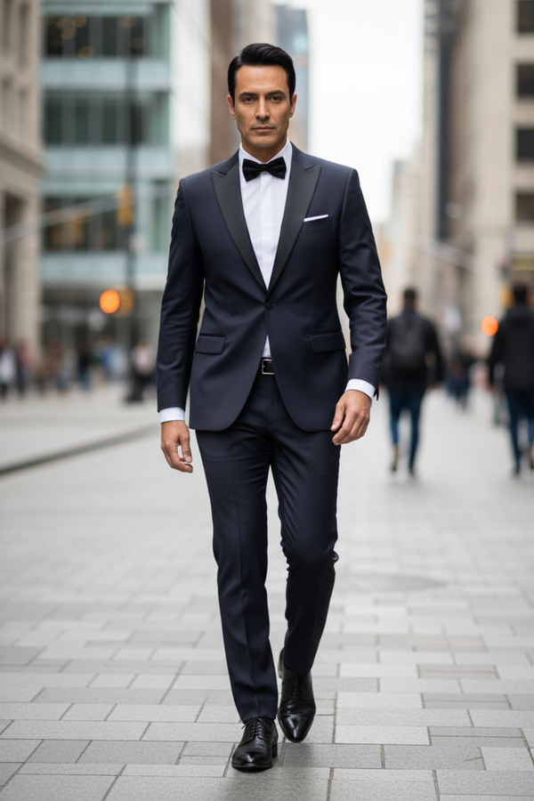 Smoking din Lână Premium Extrafină - Bleumarin 6AM1009342