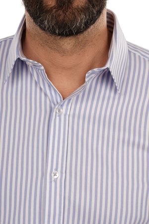 Cămașă Bărbați Alb-Albastru în Dungi – 97% Bumbac