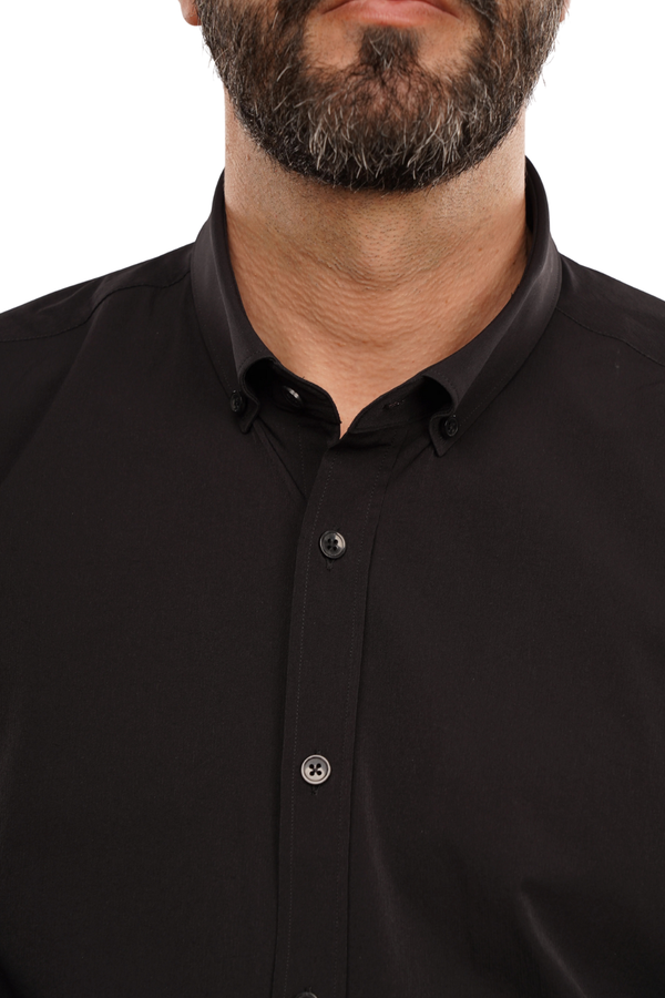 Cămașă Bărbați Neagră – Bumbac Elastic