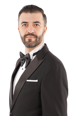 Smoking Negru Structurat cu Rever Satinat 6AM101