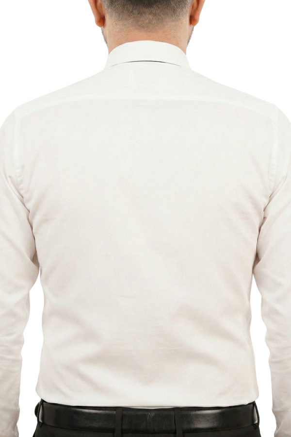Cămașă Bărbați Albă cu Guler Pin - 100% Bumbac
