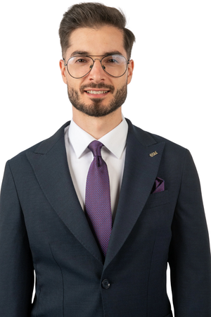 Costum Bărbați Bleumarin Texturat din Material Tehnic fără Căptușeală