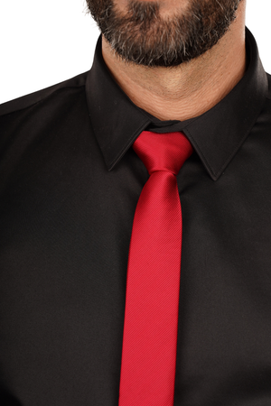 Cămașă Bărbați Neagră din Bumbac cu Nasturi Acoperiți