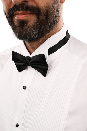 Cămașă Bărbați White Tie cu Guler Rândunică și Plastron 6AM