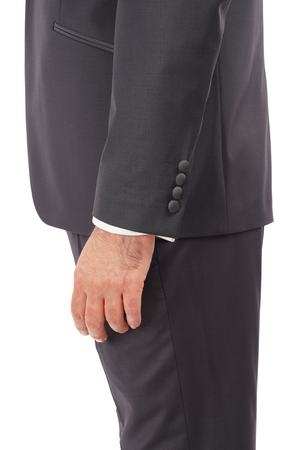 Smoking din Lână Premium Extrafină cu Rever Satinat - Bleumarin 6AM1009342