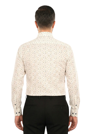 Cămașă Bărbați Albă cu Imprimeu Frunze – 95% Bumbac