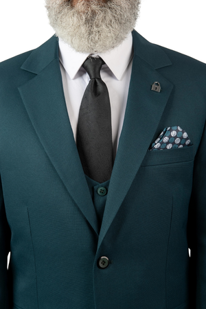 Costum Bărbați Turquoise din Lână în Trei Piese