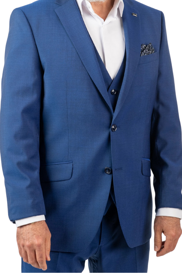 Costum Clasic din Lână Premium în Trei Piese - Albastru 6AM99832