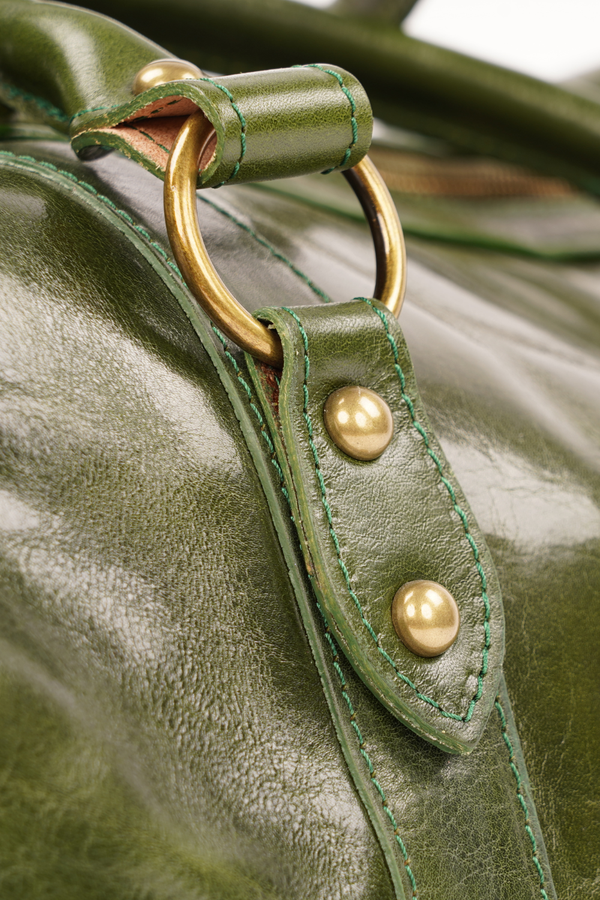 Geantă de Voiaj din Piele Naturală Verde – Made in Italy