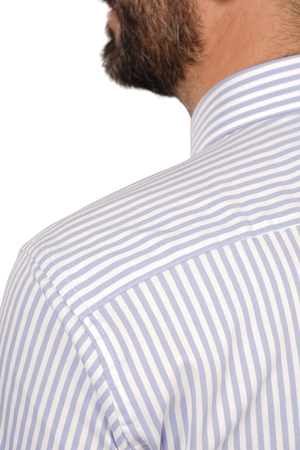 Cămașă Bărbați Alb-Albastru în Dungi – 97% Bumbac