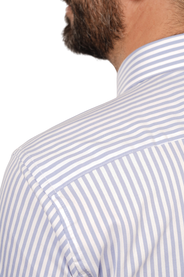 Cămașă Bărbați Alb-Albastru în Dungi – 97% Bumbac