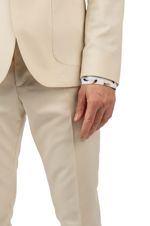 Costum Bărbați Crem din Material Tehnic fără Căptușeală