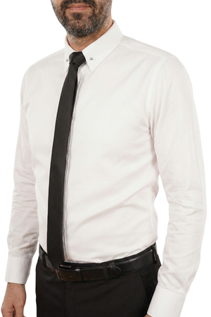 Cămașă Bărbați Albă cu Guler Pin - 100% Bumbac