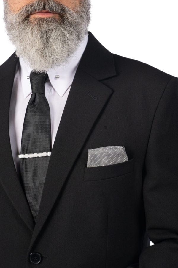 Costum Clasic Bărbați - Negru Texturat Format din 2 Piese