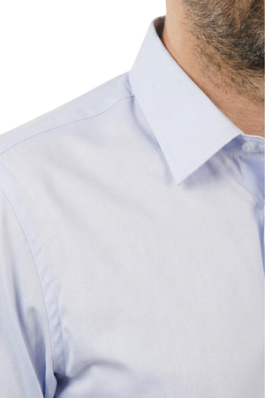 Cămașă Bărbați Albastră din Bumbac cu Nasturi Acoperiți Slim Fit 6AMCA00003