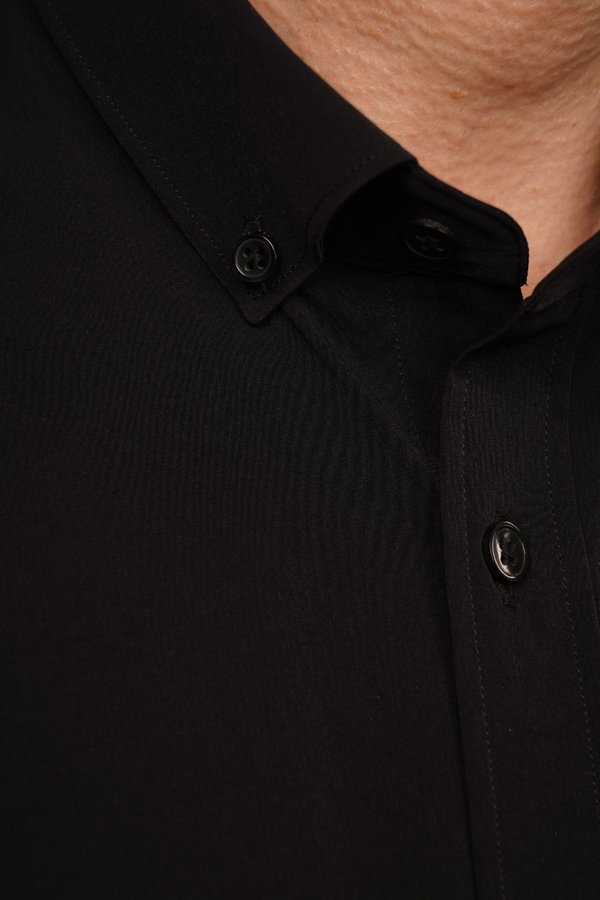 Cămașă Bărbați Neagră – Bumbac Elastic