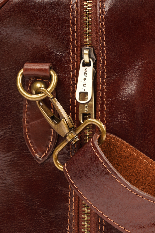 Geantă de Voiaj din Piele Naturală Maro Închis – Made in Italy