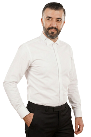 Cămașă Bărbați White Tie cu Guler Rândunică și Mansete pentru Butoni 6AMCA000010