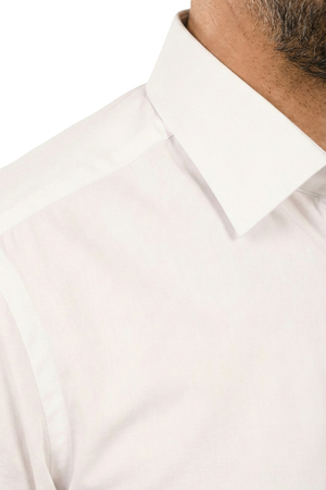 Cămașă Bărbați Albă cu Nasturi Acoperiți și Manșete pentru Butoni