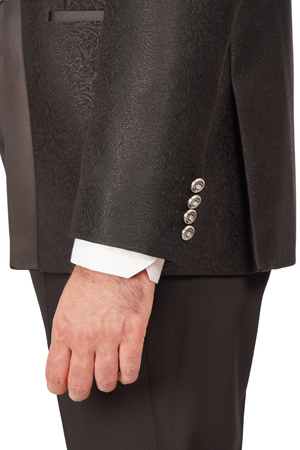 Smoking Negru cu Guler Tunică din 3 Piese 6AM612