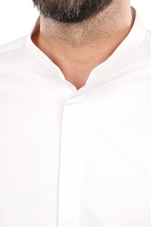 Cămașă Bărbați Albă cu Guler Tunică – 97% Bumbac