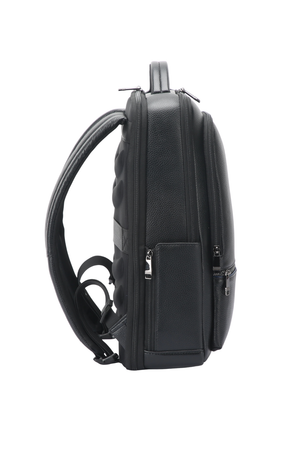 Rucsac din piele naturală, negru, pentru birou și călătorie