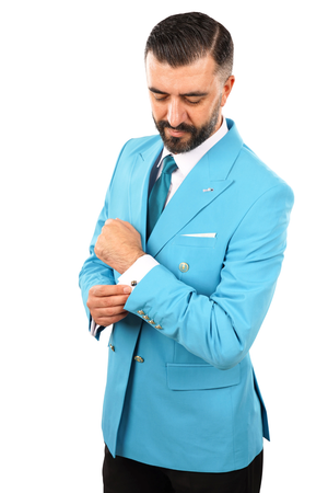 Cămașă Bărbați Albă cu Nasturi Acoperiți și Mansete pentru Butoni