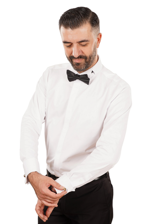 Cămașă Bărbați White Tie cu Guler Rândunică și Mansete pentru Butoni