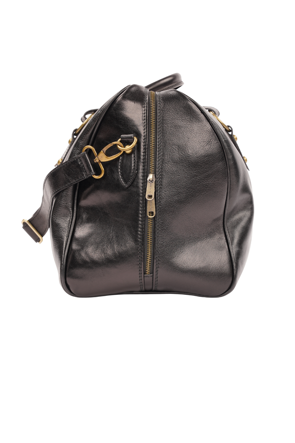 Geantă de Voiaj din Piele Naturală Neagră – Made in Italy