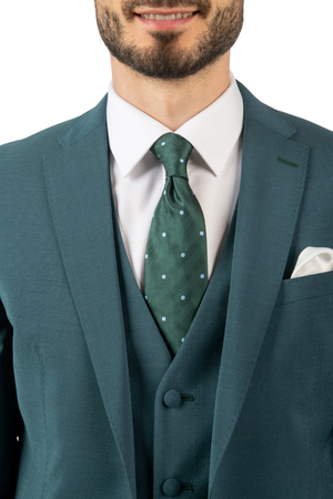 Costum Bărbați Turquoise Premium din Lână în Trei Piese