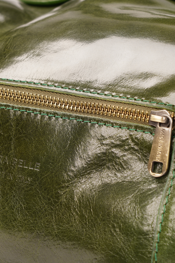 Geantă de Voiaj din Piele Naturală Verde – Made in Italy