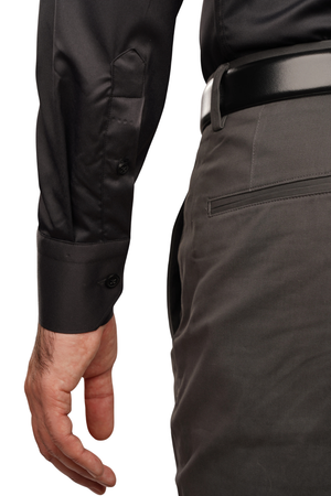 Cămașă Bărbați Neagră Uni – 100% Bumbac Elastic Superfin