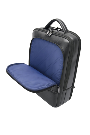 Rucsac din piele naturală, negru, pentru birou și călătorie