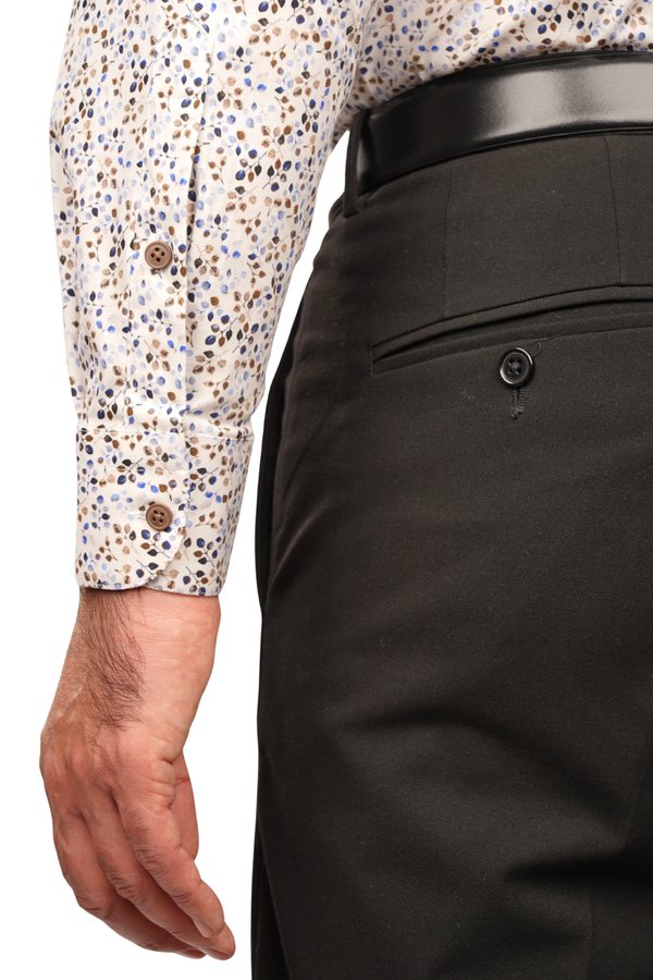 Cămașă Bărbați Albă cu Imprimeu Frunze – 95% Bumbac