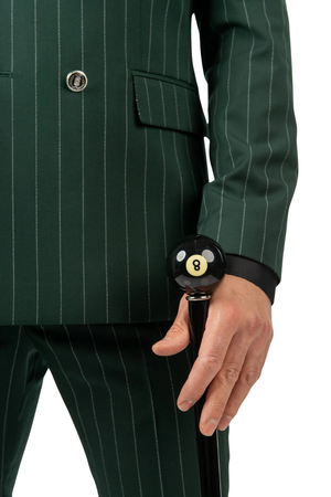 Costum Bărbați Verde cu Dungi Albe la Două Rânduri de Nasturi