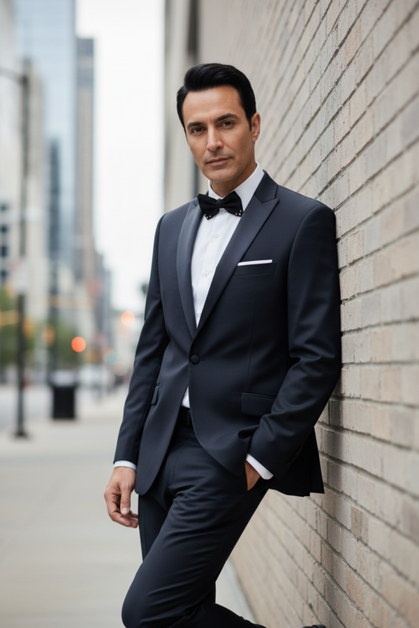 Smoking din Lână Premium Extrafină - Bleumarin 6AM1009342