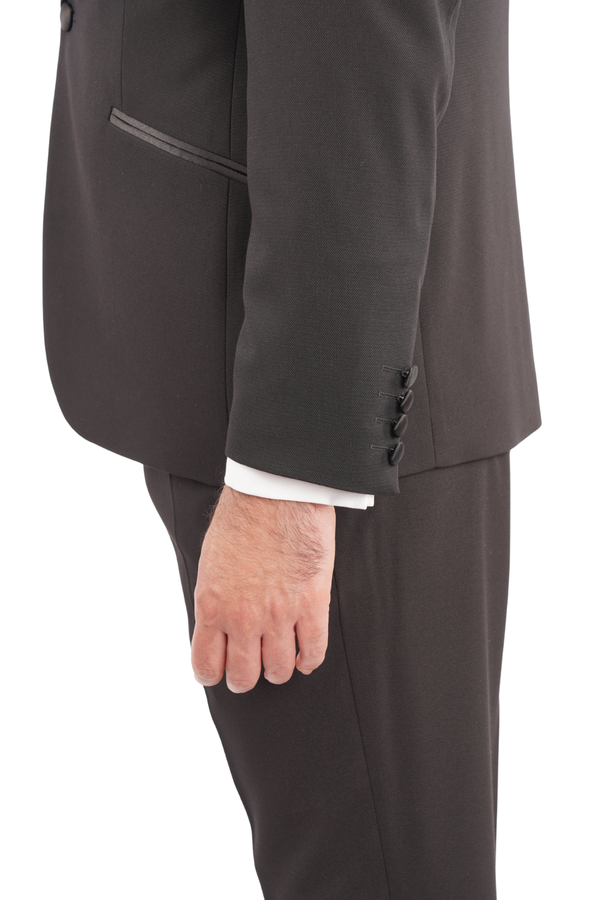 Smoking Negru Structurat cu Rever Satinat 6AM101