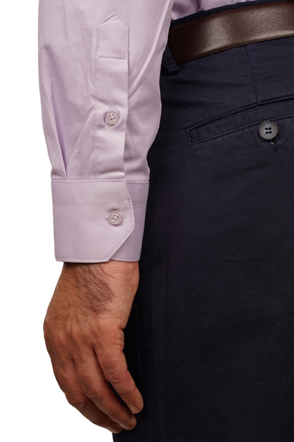 Cămașă Bărbați Lila din Bumbac cu Nasturi Acoperiți