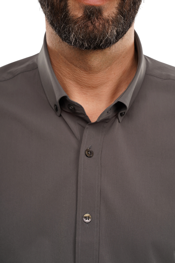 Cămașă Bărbați Gri – Bumbac Elastic