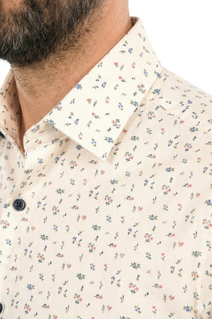 Cămașă Bărbați Albă cu Imprimeu Frunze – 95% Bumbac