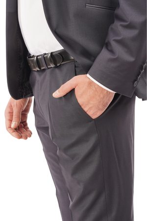 Smoking din Lână Premium Extrafină cu Rever Satinat - Bleumarin 6AM1009342