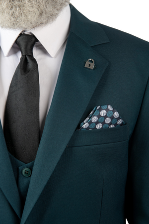 Costum Bărbați Turquoise din Lână în Trei Piese