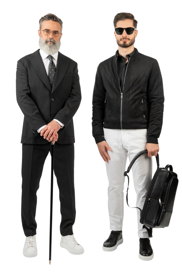 Costum Bărbați Negru Texturat din Țesătură Tehnică Elegantă