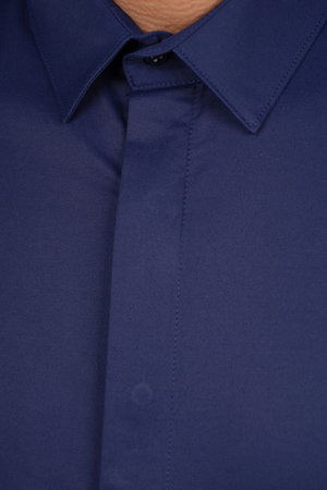 Cămașă Bărbați Albastru Uni – 97% Bumbac