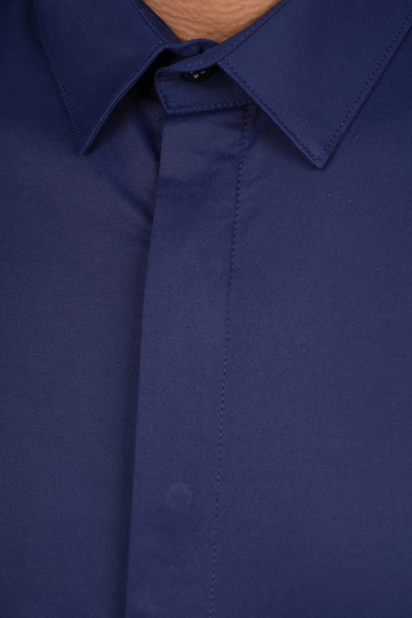 Cămașă Bărbați Albastru Uni – 97% Bumbac