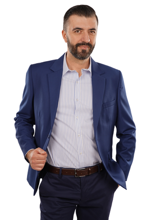 Cămașă Bărbați Alb-Albastru în Dungi – 97% Bumbac