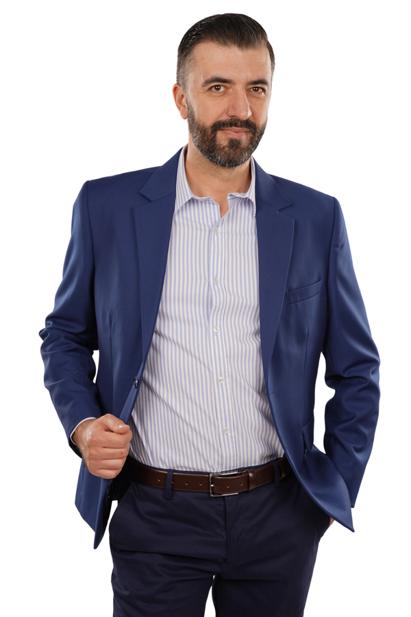 Cămașă Bărbați Alb-Albastru în Dungi – 97% Bumbac